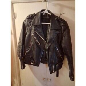 Vintage Harley Davidson Womens Black Leather Motorcycle Jacket 38 M Cropped